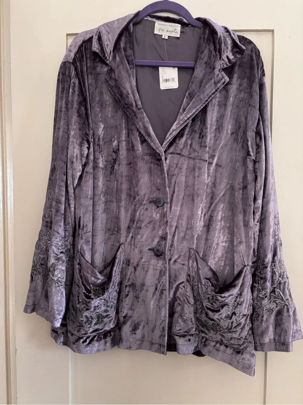 Free People Very RARE Crushed Velvet Pajama Set - Lilac Silver Gray - Picture 6 of 16